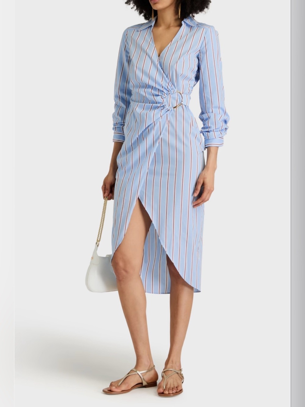 Veronica Beard Afton Striped Wrap Shirtdress in Aero Blue Size 2  $498